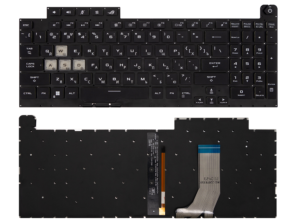 Клавиатура для ноутбука Asus ROG Strix G17 G712LW черная с RGB-подсветкой (1-зонная)