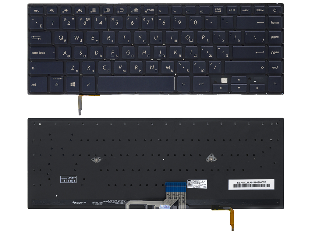 Клавиатура для ноутбука Asus ZenBook Pro UX550GD синяя с подсветкой