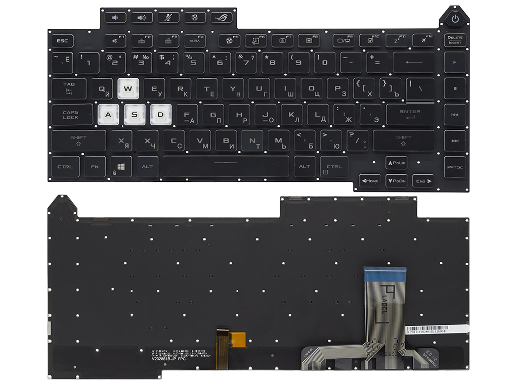 Клавиатура для ноутбука Asus ROG Strix G15 G513IE черная с RGB-подсветкой (4-зонная)