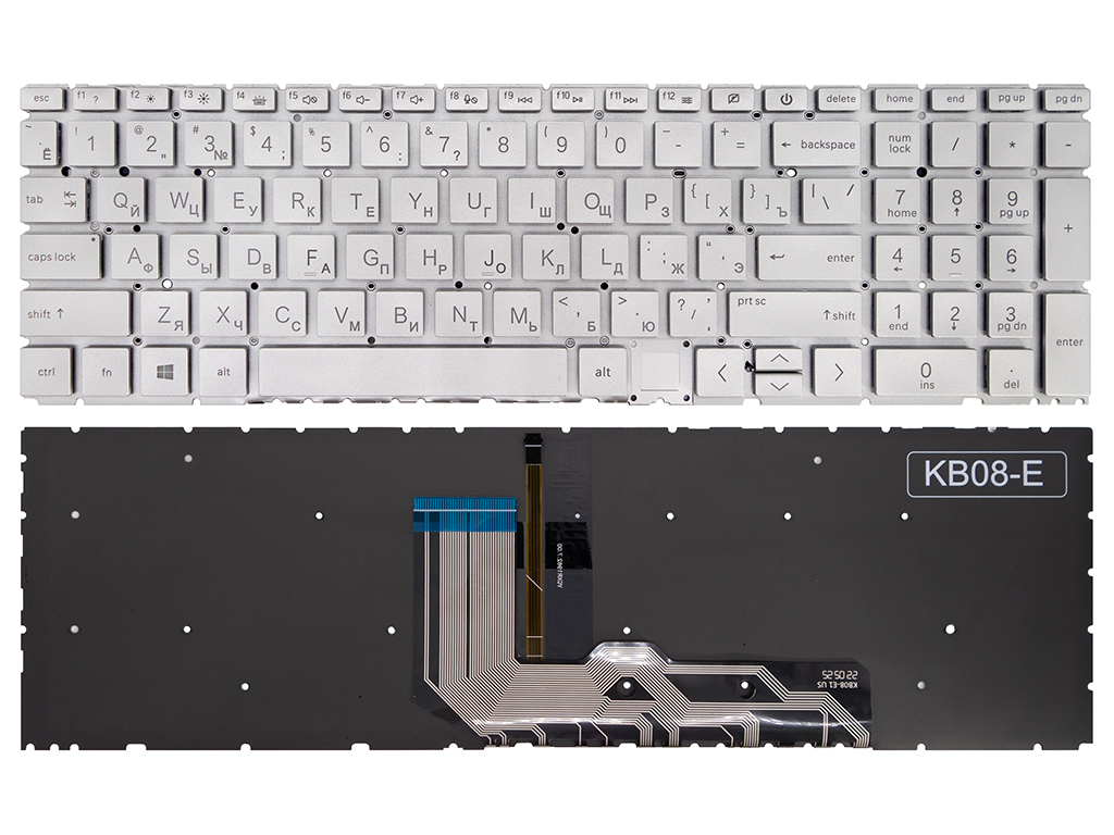 Клавиатура для ноутбука для HP Envy x360 15-ed серебряная с подсветкой