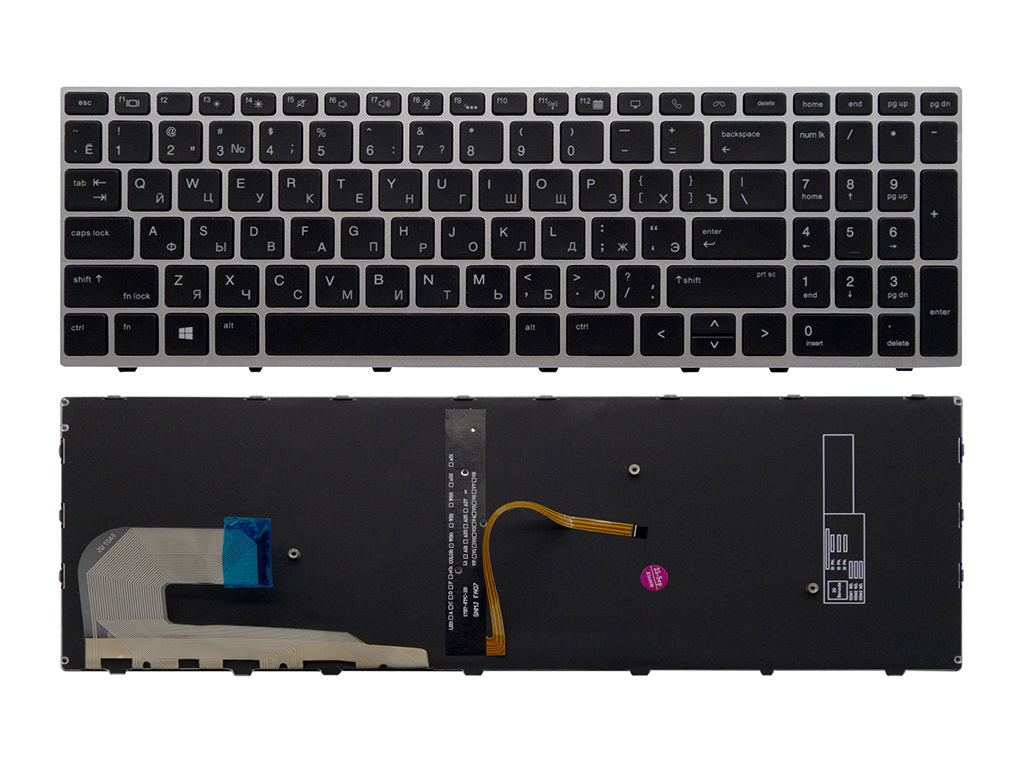 Клавиатура для ноутбука HP zBook 15u G6 серебро с рамкой (OEM без трекпоинта)