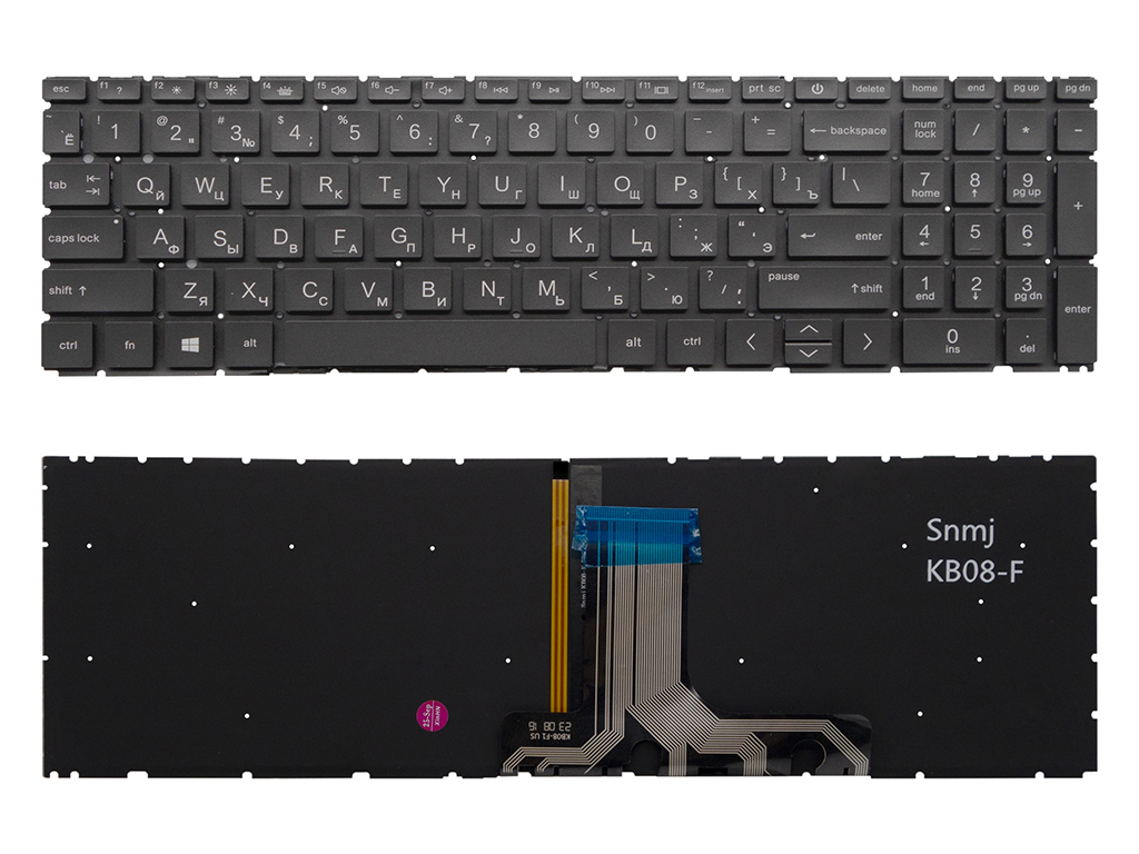 Клавиатура для ноутбука для HP 17-cn серая с подсветкой