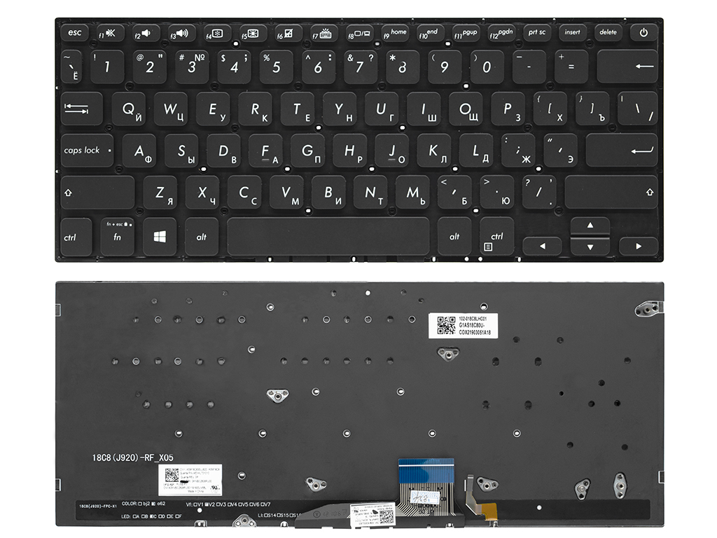 Клавиатура для ноутбука 0KNB0-2608RU00 для Asus черная с подсветкой