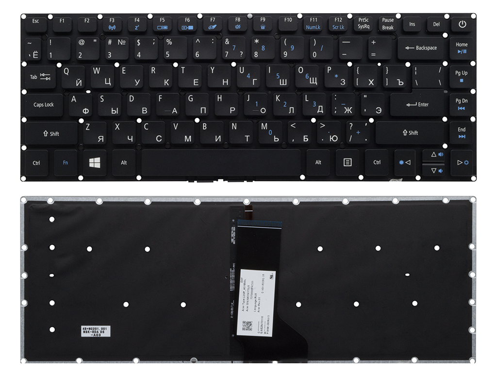 Клавиатура для ноутбука LV4P-A51BWL для Acer черная с подсветкой