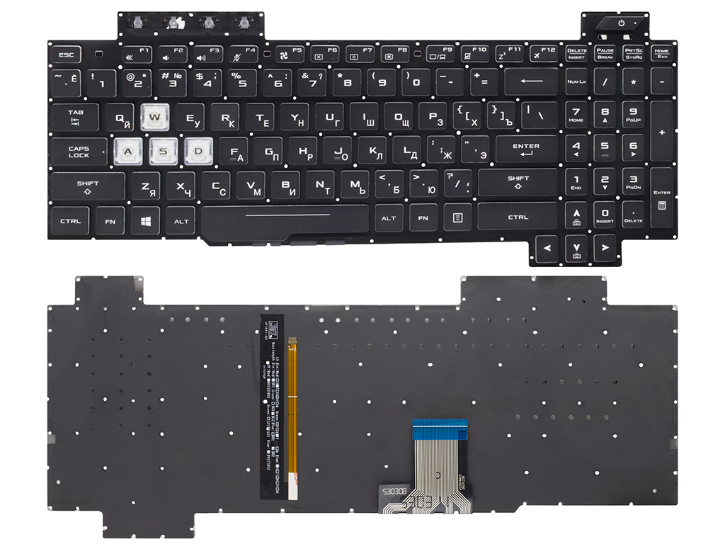 Клавиатура для ноутбука Asus TUF Gaming FX705DT черная c RGB-подсветкой