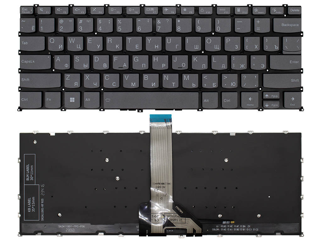 Клавиатура для ноутбука PH4SXB-RU для Lenovo серая с подсветкой
