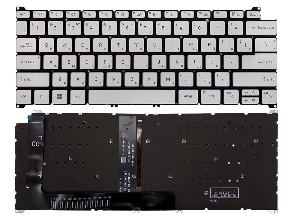 Клавиатура для ноутбука Acer Swift X SFX14-51G серебро с подсветкой