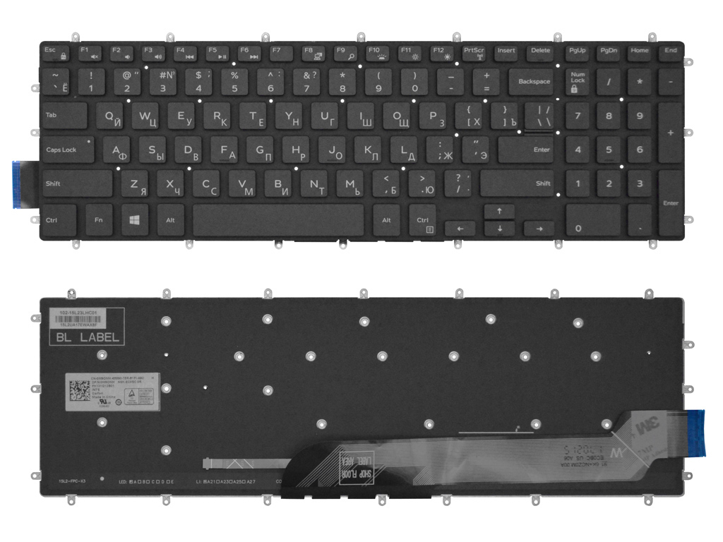 Клавиатура для ноутбука Dell Latitude 3590 черная с подсветкой