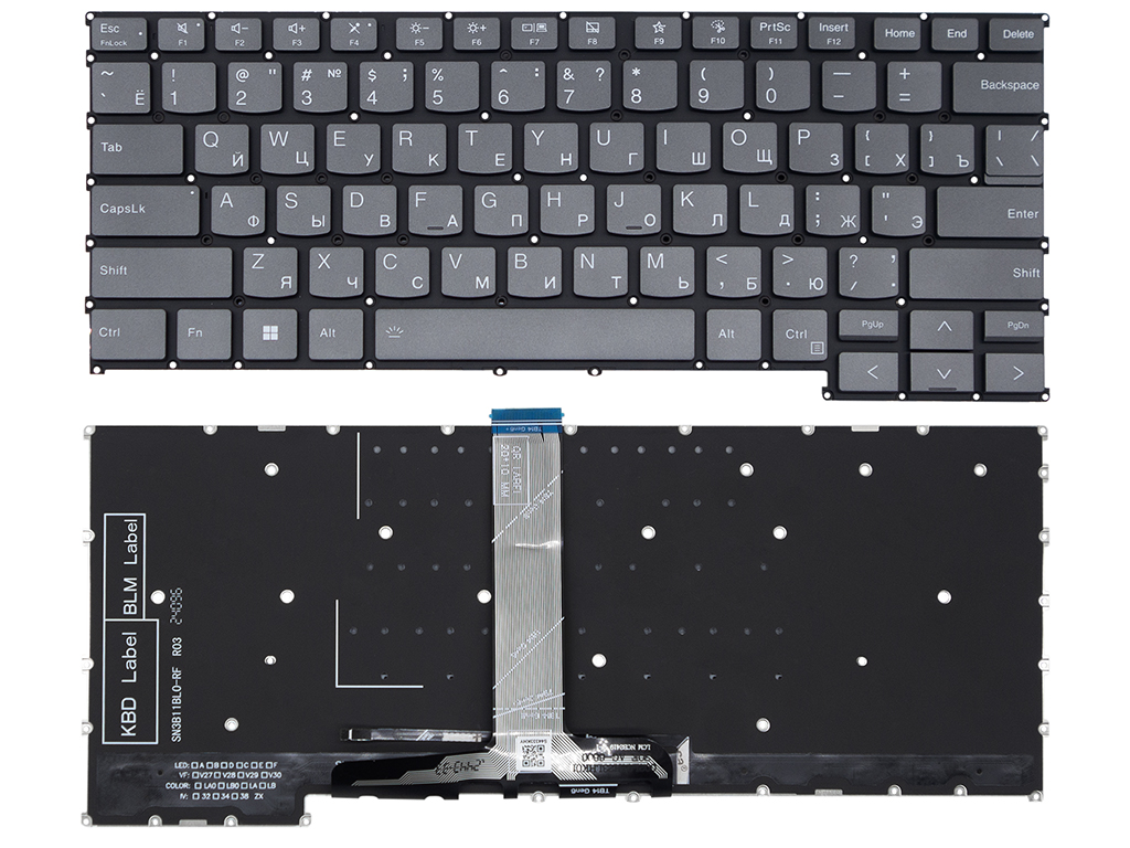 Клавиатура для ноутбука PH4CLXB-RU для Lenovo серая с подсветкой