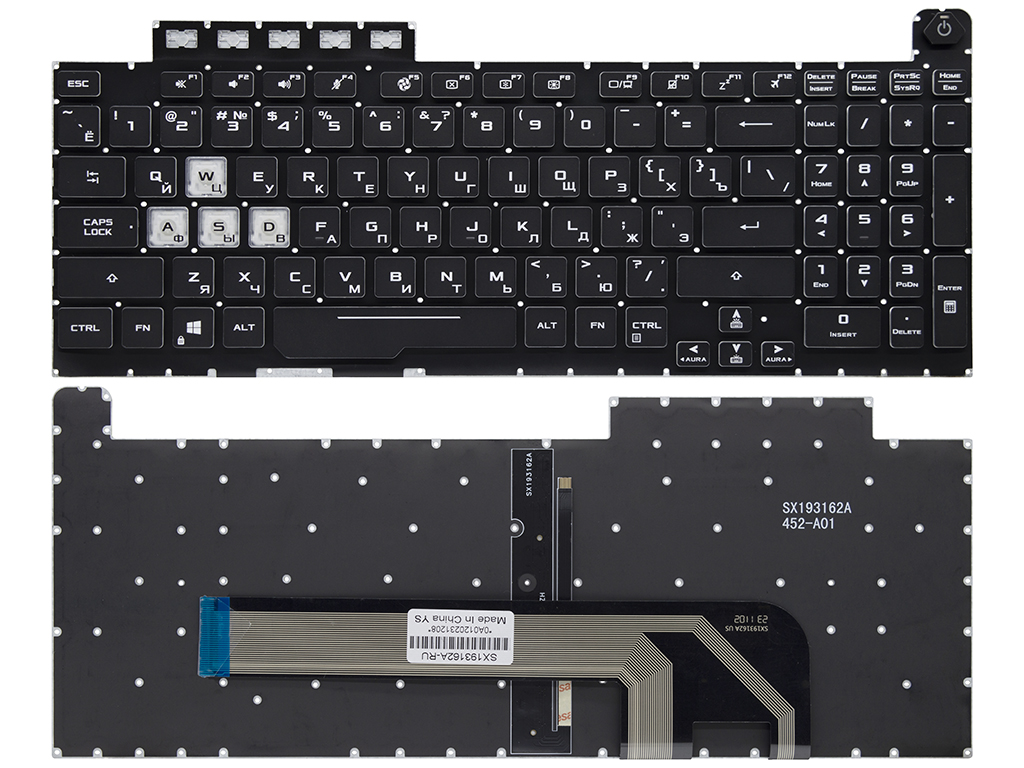 Клавиатура для ноутбука 0KNR0-681MRU00 для Asus черная с RGB-подсветкой (1-зонная)