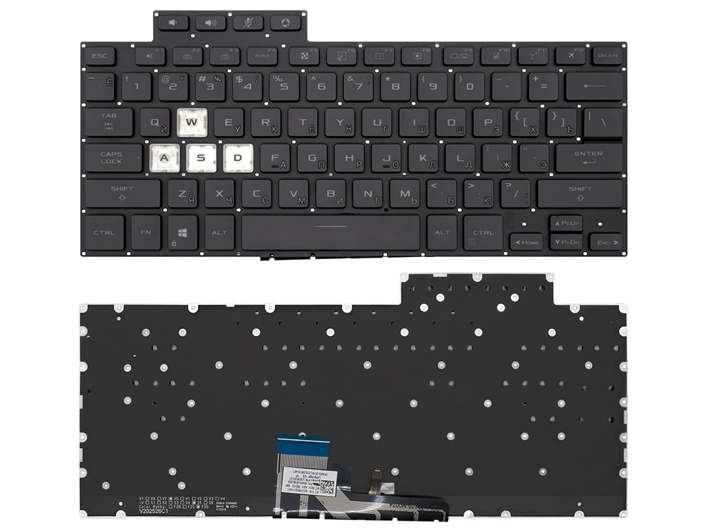 Клавиатура для ноутбука Asus TUF Dash F15 FX516PR черная с подсветкой клавиш