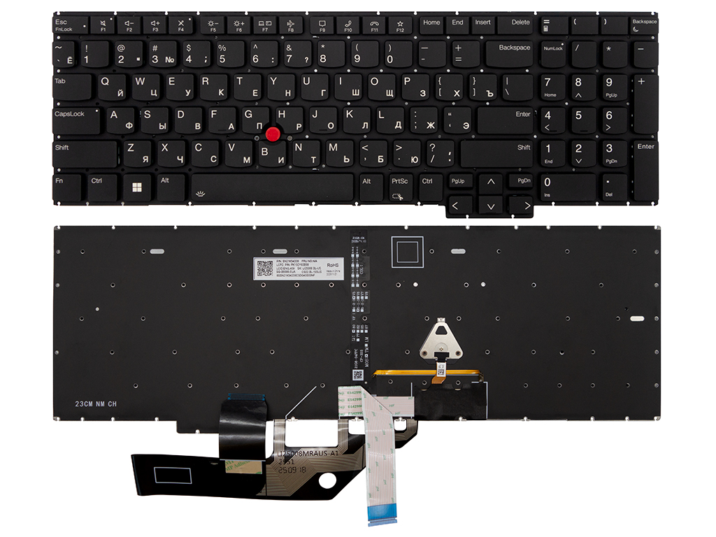 Клавиатура для ноутбука для Lenovo ThinkPad E16 (1th Gen) черная с подсветкой