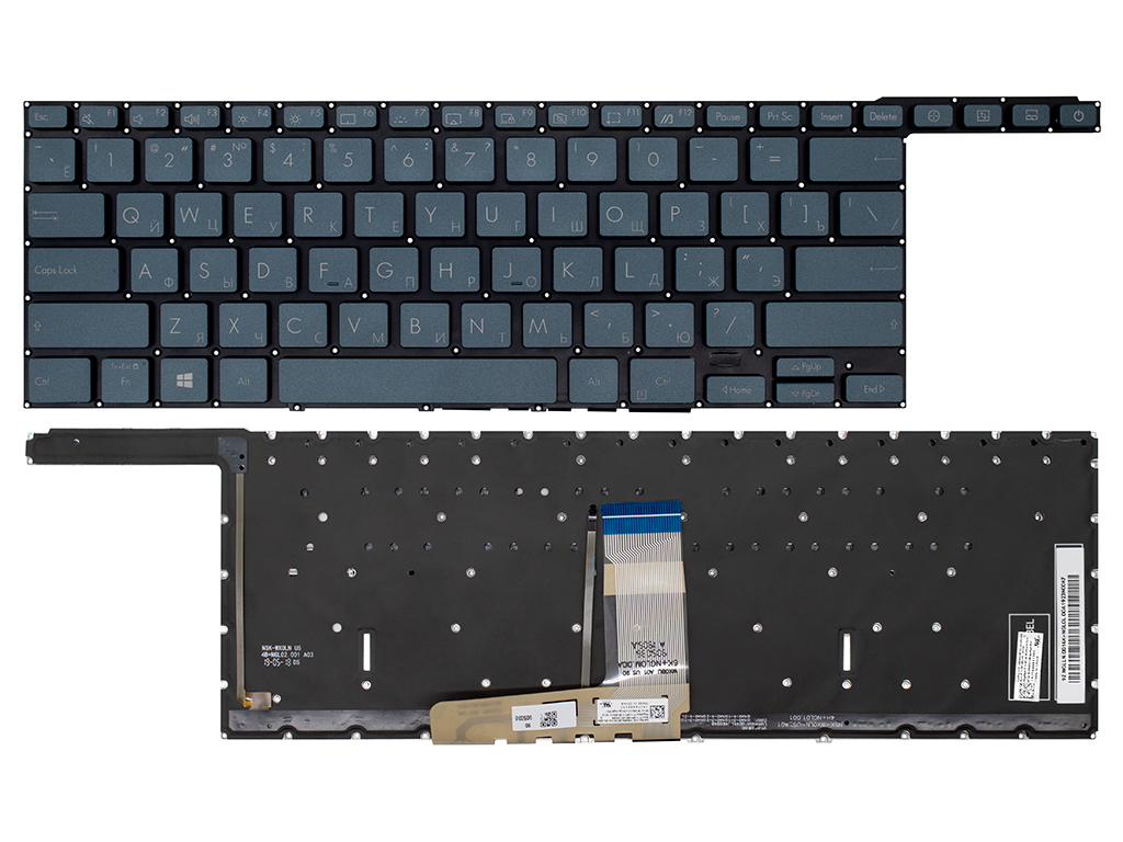 Клавиатура для ноутбука для Asus ZenBook Pro Duo UX581LV синяя с подсветкой