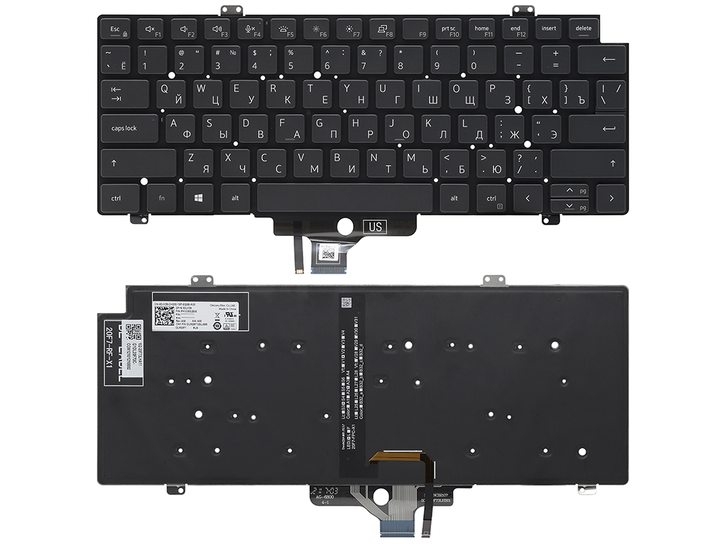 Клавиатура для ноутбука Dell Latitude 3450 черная с подсветкой