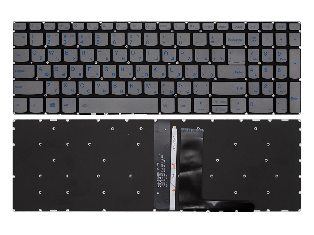 Клавиатура для ноутбука для Lenovo IdeaPad Gaming L340-15IRH серебряная с подсветкой