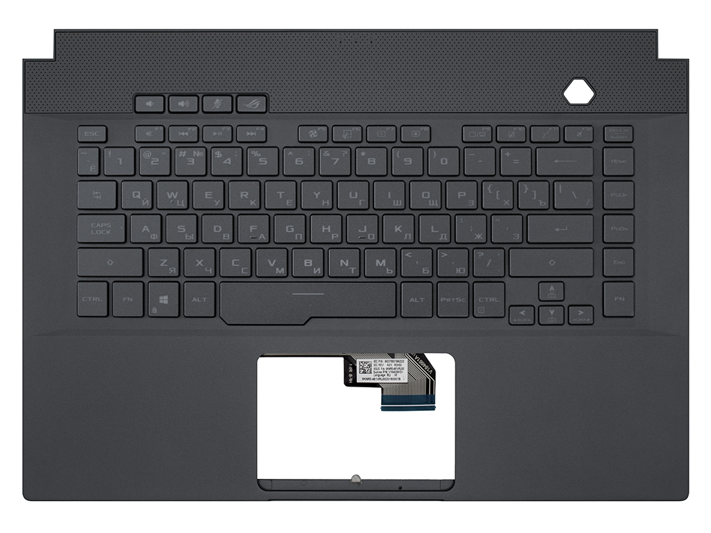 Топ-панель 90NR02W5-R30RU0 для Asus серая с RGB-подсветкой (1-зонная)