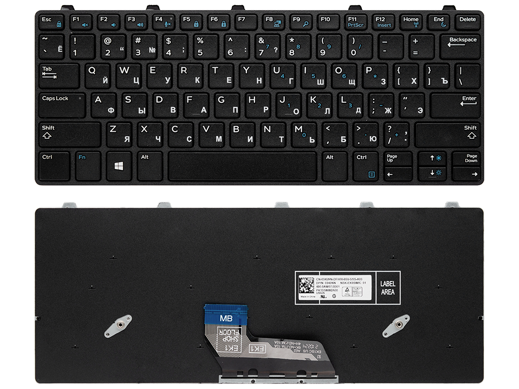 Клавиатура для ноутбука для  Dell Latitude 3190 черная