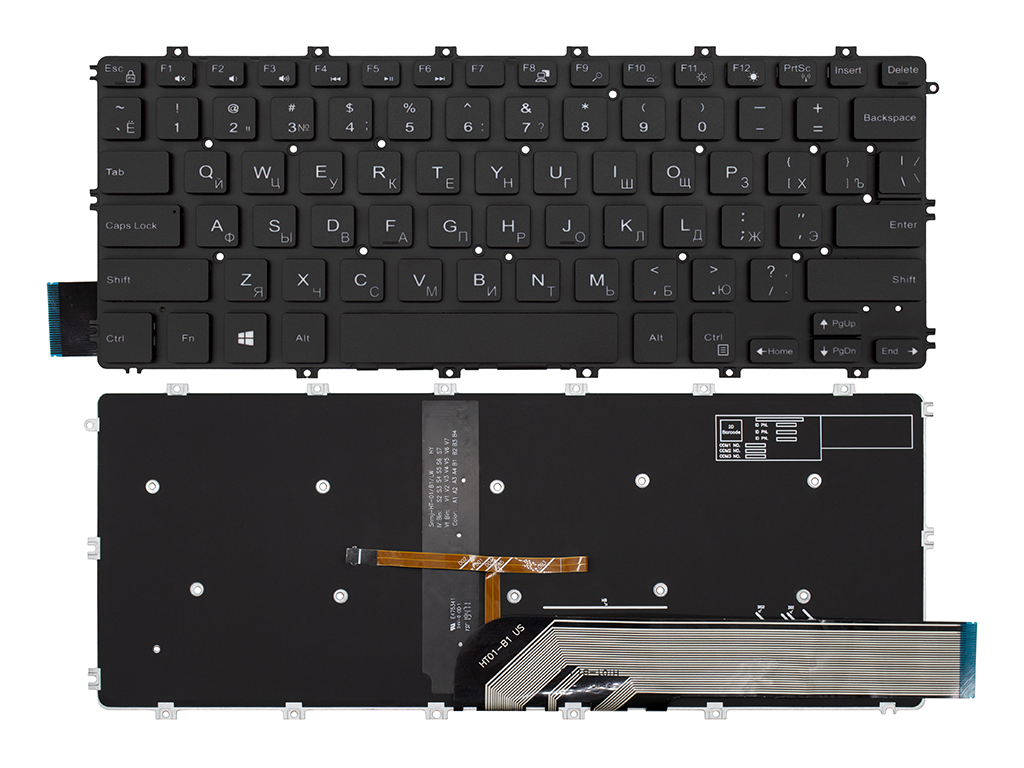 Клавиатура для ноутбука для  Dell Latitude 3400 черная с подсветкой
