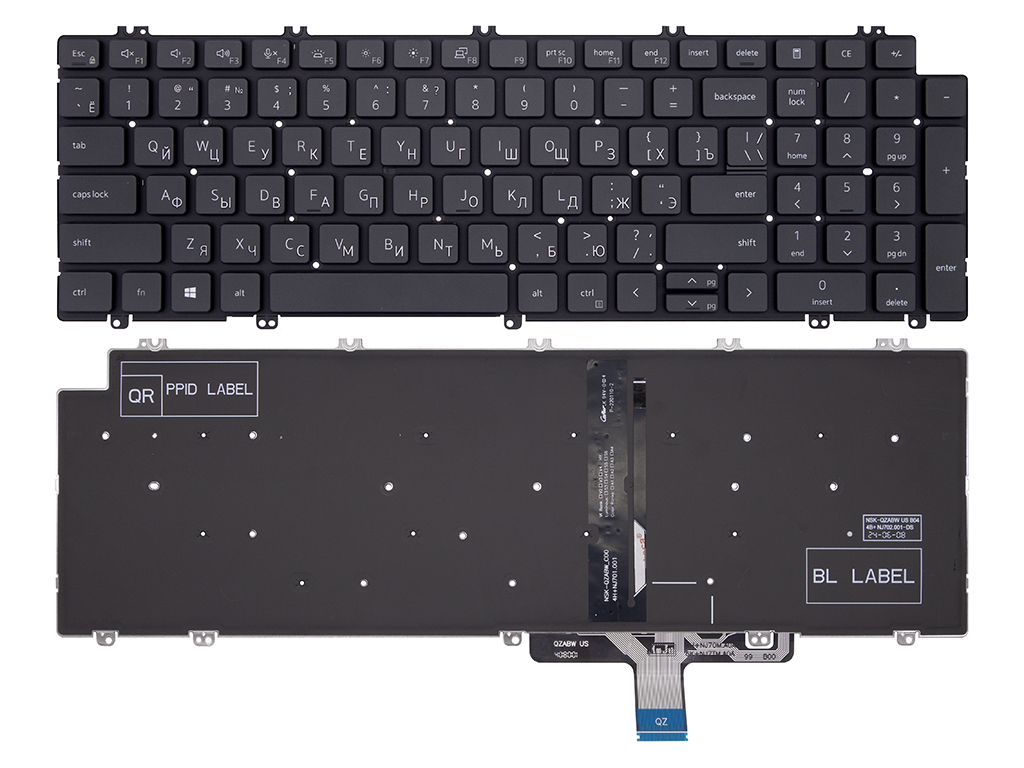 Клавиатура для ноутбука для Dell Precision 3561 черная с подсветкой