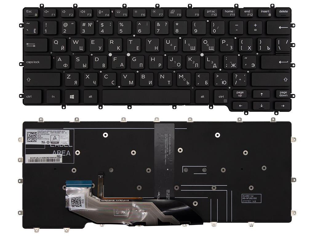 Клавиатура для ноутбука для Dell Latitude 7400 2-in-1 черная с подсветкой