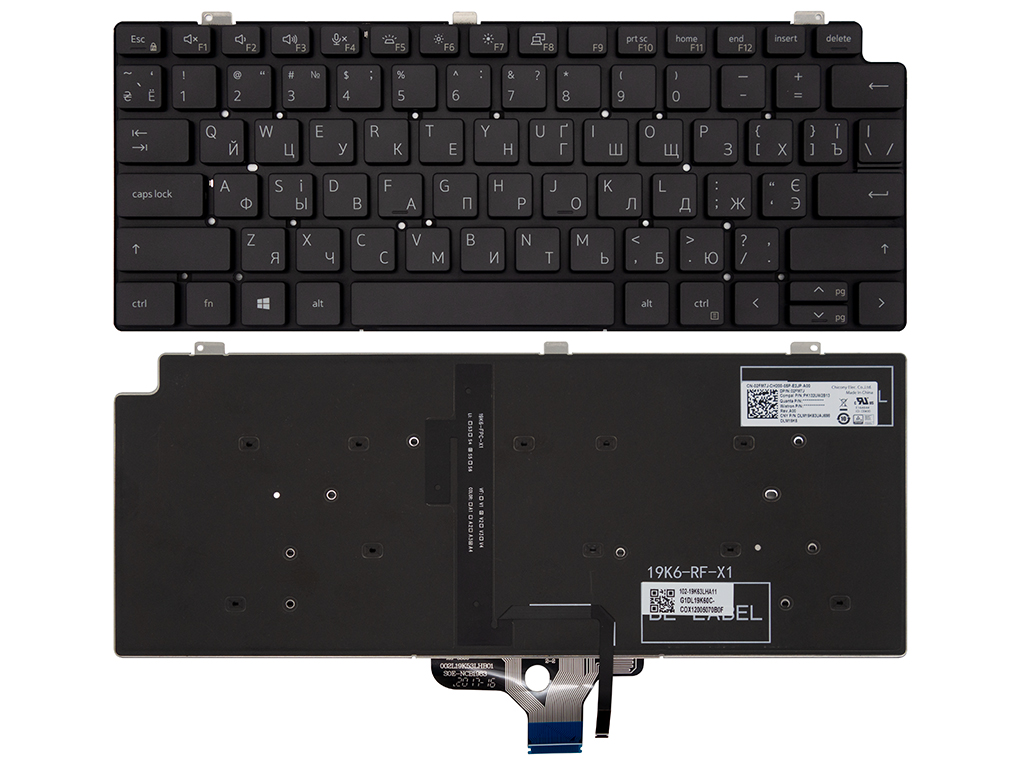 Клавиатура для ноутбука для Dell Latitude 13 7310 черная с подсветкой