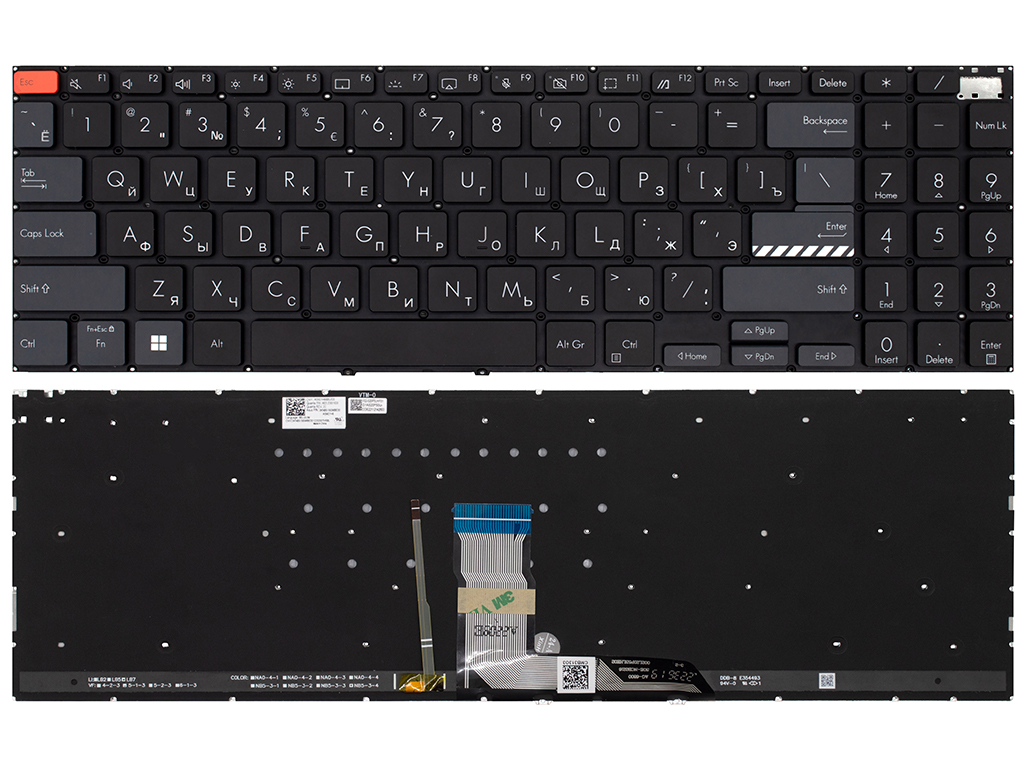 Клавиатура для ноутбука для Asus VivoBook Pro 16X M7600QC черно-серая с подсветкой