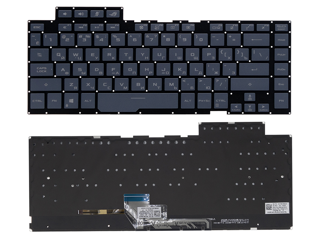 Клавиатура для ноутбука Asus ROG Zephyrus M15 GU502LW серая с RGB подсветкой (1-зонная)