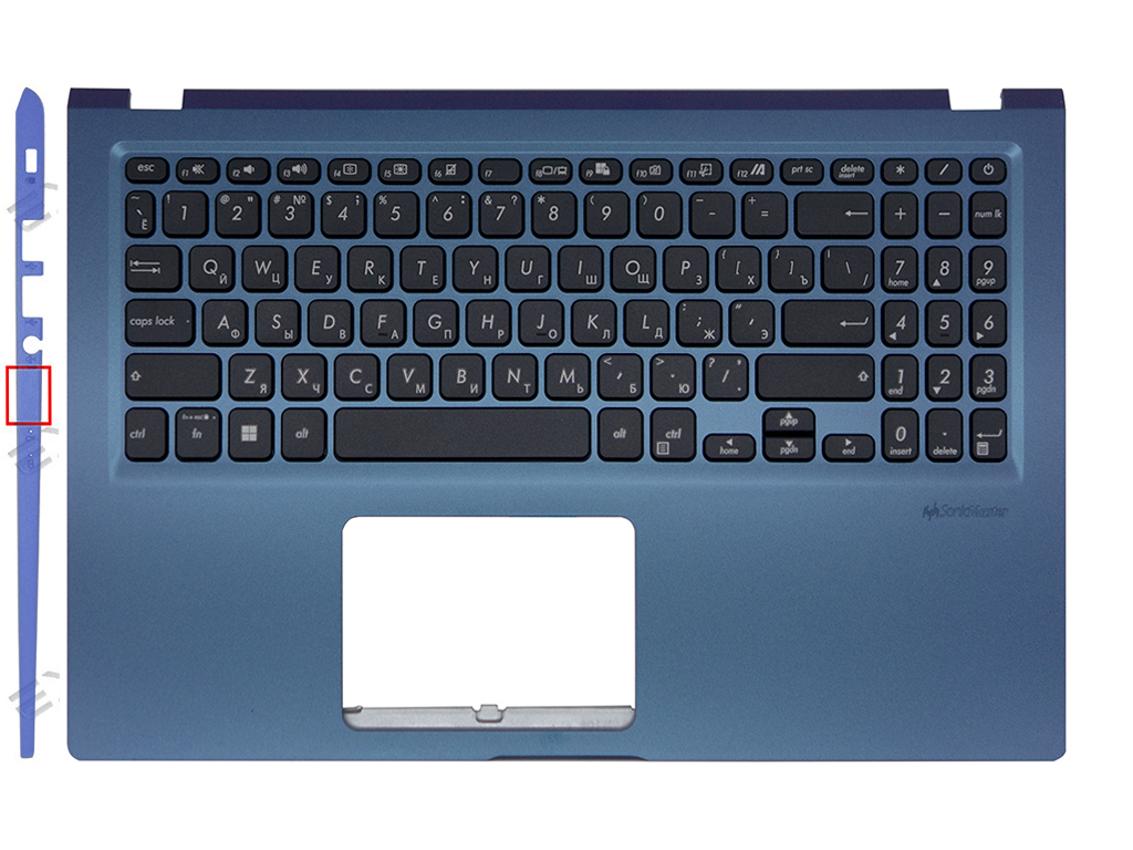 Топ-панель 90NB0TY2-R32RU0 для Asus синяя без подсветки (для моделей без SD-порта)