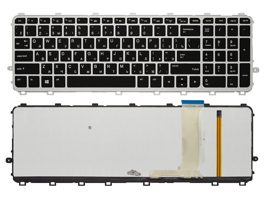 Клавиатура для ноутбука HP Envy 17-j серебро с подсветкой