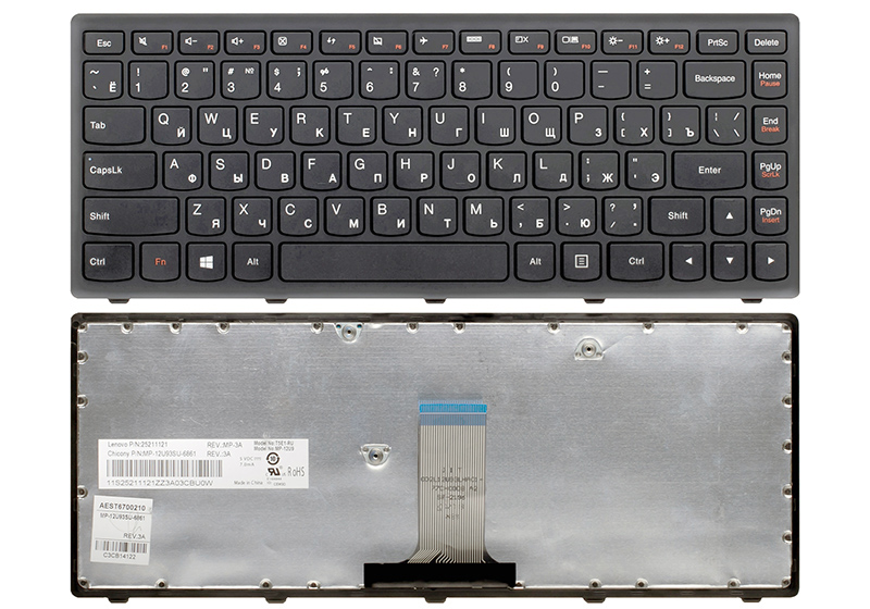 Клавиатура для ноутбука LENOVO Flex 14 черная