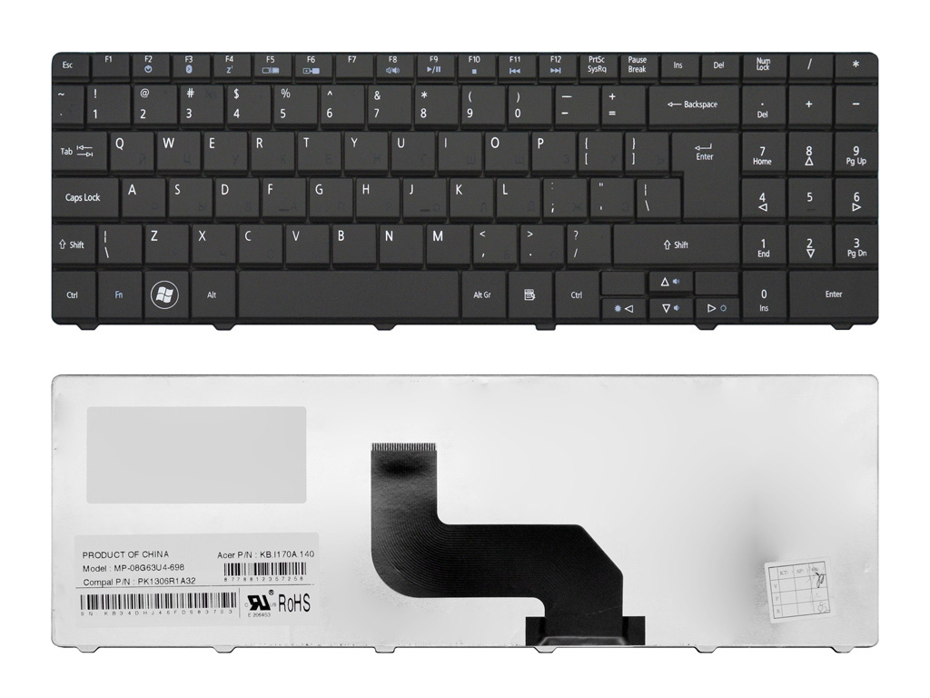 Клавиатура для ноутбука PACKARD BELL TJ71 (US) черная