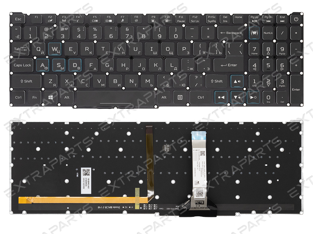Клавиатура Acer Predator Helios 300 PH315-54 черная с RGB-подсветкой