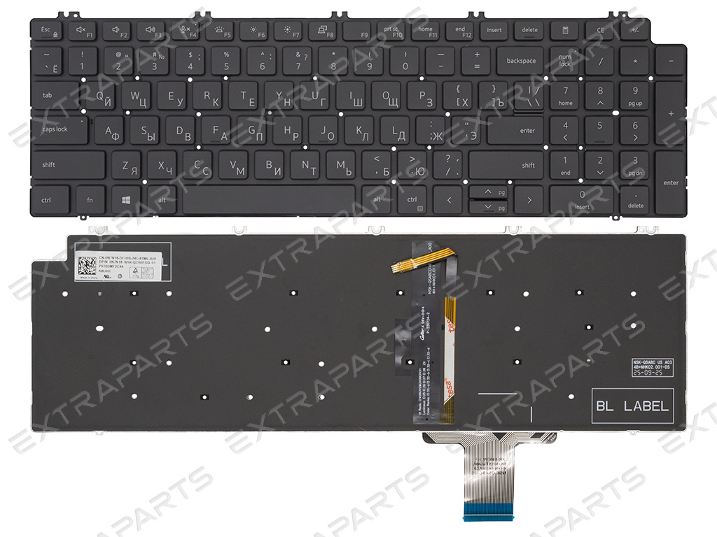 Клавиатура для Dell Precision 7560 черная с подсветкой