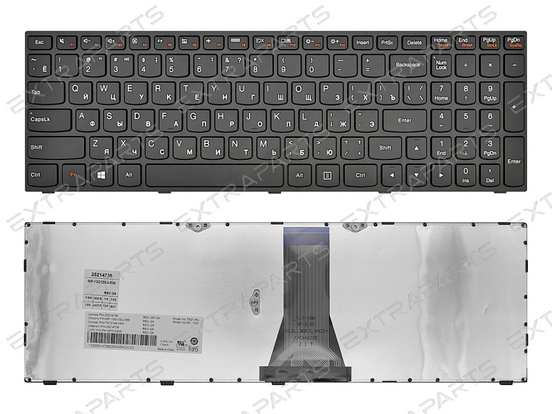 Клавиатура LENOVO G50 (RU) черная (оригинал) OV