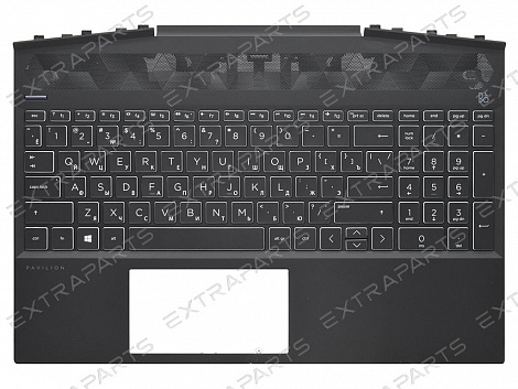 Топ-панель для HP Pavilion Gaming 15-dk черная с подсветкой (белые клавиши)