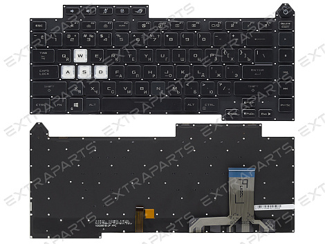 Клавиатура Asus ROG Strix G15 G513QY черная с RGB-подсветкой (4-зонная)