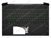 Топ-панель HP Pavilion Gaming 15-ec черная с подсветкой (зелёные клавиши)