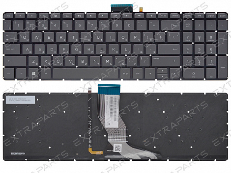 Клавиатура HP Envy x360 15-bp серая с подсветкой