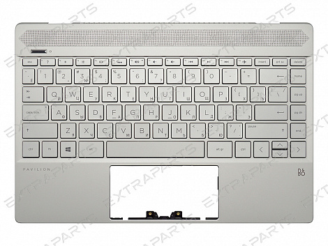 Клавиатура HP Pavilion 13-an топ-панель серебро (для моделей со сканером отпечатка)