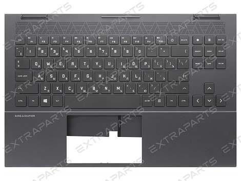 Топ-панель для HP OMEN 15-ek темно-серая (с белой подсветкой)