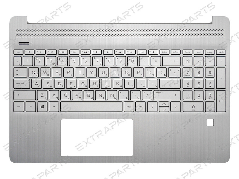 Топ-панель HP 15-dy серебряная с подсветкой (для моделей со сканером отпечатка)
