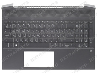 Топ-панель для HP Pavilion Gaming 15-ec черная без подсветки (белые клавиши)