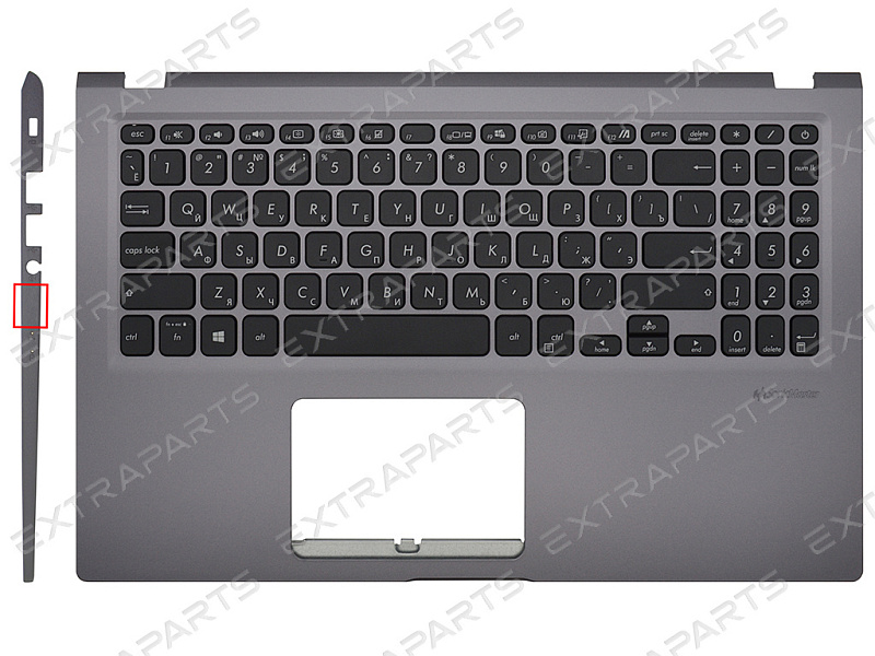 Топ-панель для ноутбука Asus X515JF серая (для моделей без SD-порта)