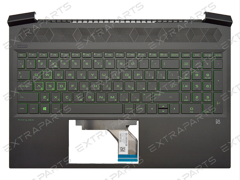 Топ-панель M02039-251 для HP черная с подсветкой (зеленые клавиши)