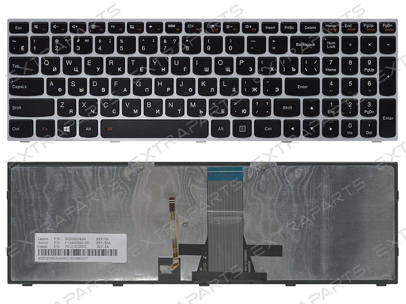 Клавиатура Lenovo IdeaPad 500-15ISK серебро с подсветкой