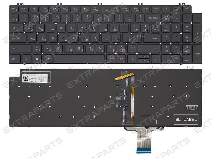 Клавиатура для Dell Precision 7560 черная с подсветкой