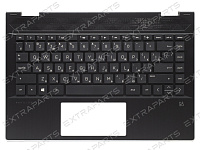 Топ-панель для HP Pavilion x360 14-dd черная с серебряной окантовкой (для моделей без сканера отпечатка)