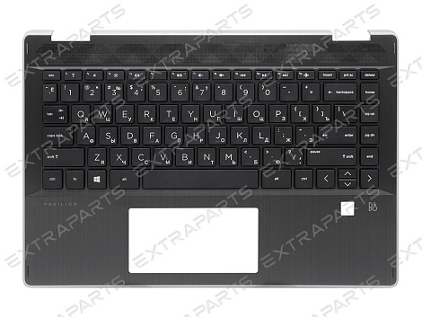 Топ-панель HP Pavilion x360 14-dh черная (для моделей со сканером отпечатка)
