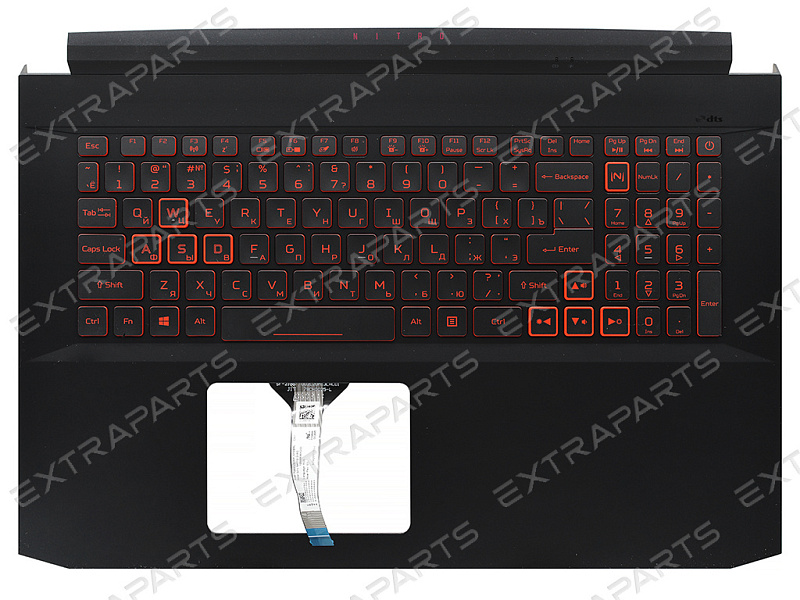 Топ-панель Acer Nitro 5 AN517-52 черная с подсветкой и узким шлейфом клавиатуры