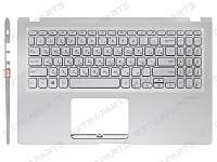 Топ-панель для ноутбука Asus X515JF серебро, серебряные клавиши с подсветкой (для моделей с SD-портом)